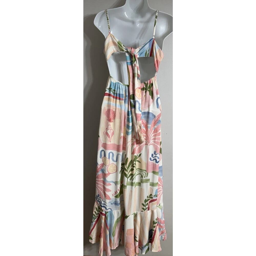 Paper Heart Maxi Dress Women’s XS Island Tropical Print Cut Out Ruffle Hem NWT - Picture 7 of 14